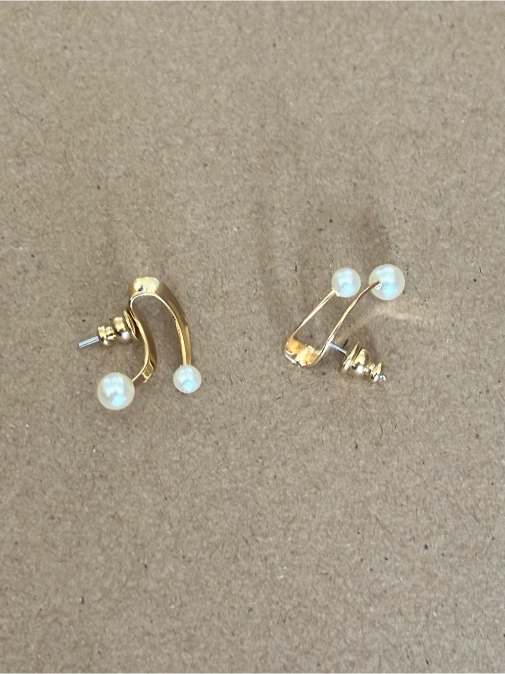 Vintage Napier Gold Pearl Double-Stud Earrings